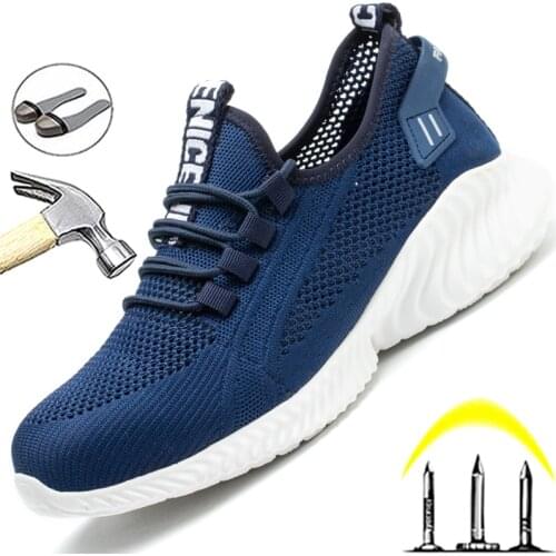 Summer Breathable Work Shoes Men Steel Toe Shoes Puncture-Proof Safety Shoes Protective Work Sneakers Men Women Security Shoes