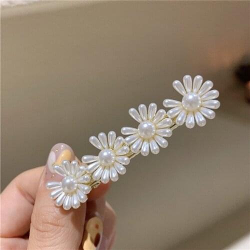 Fashion Imitation Pearl Sun Flower Decor Barrettes Hair Clips Hairpins Hair Accessories Women Bridal Headwear Accessories MS320