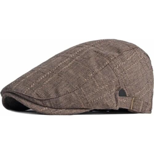 Fashion Mens Hats Imitation Linen Beret British Retro Literary and Artistic Leisure Womens Peaked Cap Forward Cap
