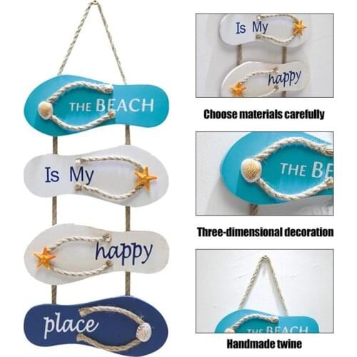 Nautical Beach Flip Flop Wall Ornament Wooden Slippers Hanging Door Decor Nautical Themed Wall Sign Home Decor Wooden Wall Art