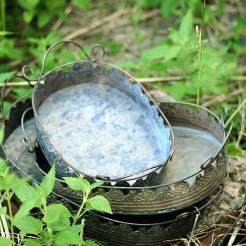 Oval Decorative Rustic Retro Zinc Tray Set Serving