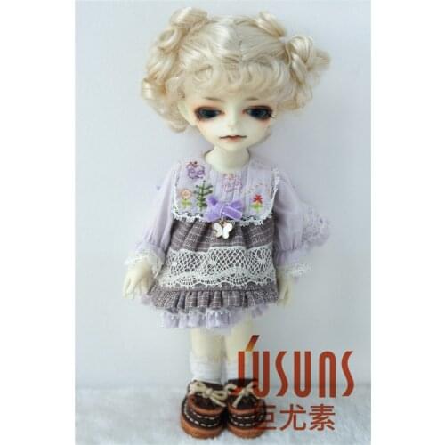 JD048 Tiny doll wigs size 3-4inch 4-5inch Double pony curly BJD wigs Synthetic Mohair hair 1/12 doll accessories