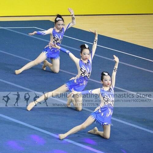 Figure Skating Dress Girls School Clubs Elegant Aerobics Cheerleading Cheerleader Competition Costume Fancy Dress Uniform
