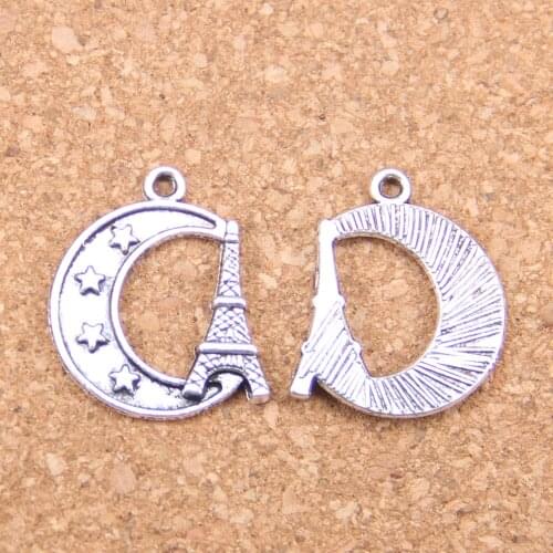 18pcs Charms eiffel tower paris moon 22x19mm Antique Pendants,Vintage Tibetan Silver Jewelry,DIY for bracelet necklace