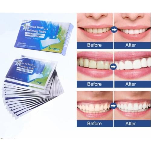 7Bags/14Pcs Advanced Teeth Whitening Strip Super Gel Bleaching Teeth Whitening Oral Care Dental Hygiene Decontamination Cleaner