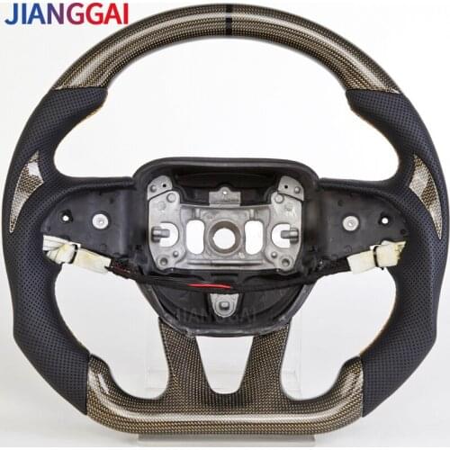 Steering Wheel Fit For Dodge Car Steering Wheel 2015-2019 Model Golden Carbon Fiber