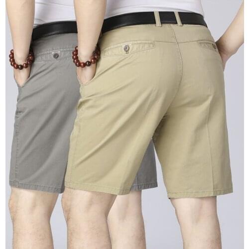 2020 Fathers Gift New Mens Cargo Shorts Summer Men Casual 100%Cotton Short Pants Sport Solid Color Knee Length Shorts Male