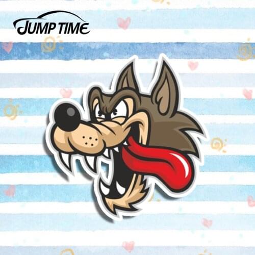 Jump Time 13cm x 13cm Angry Wolf Cartoon Funny Sticker Animal Graphics Car Stickers Vinyl DIY Bumper Waterproof Fine Decals