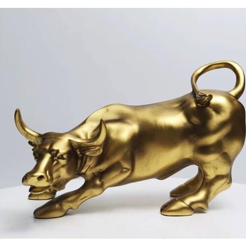 NORTHEUINS Resin 2021 Wall Street Bull Figurines For Creative Luxurious Home Decoration Accessories Modern Statue Sculpture Gift