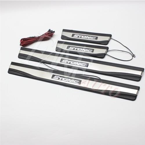 Car Styling Stainless Steel Led Door Sill Scuff Plate Guard Sills Protector Trim For Kia Stonic 2017 2018 2019 2020