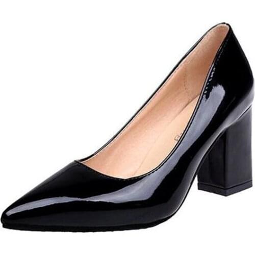 Women Pumps 2021 Womens shoes Pointed thick heel with high heel 7 cm new single shoes female autumn shallow mouth size