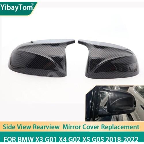 1 pair Carbon Fiber Pattern M Style Mirror Cover Replacement Caps shell capsfor BMW X3 G01 X4 G02 X5 G05 2018-2022 Accessories