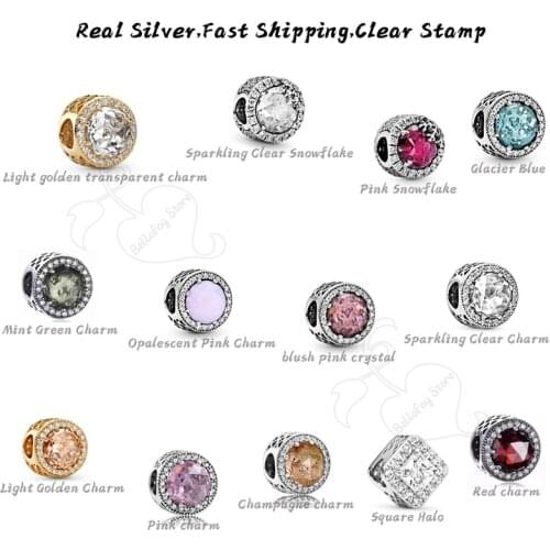100% Real 925 Silver Charms Crystal Beads Fits Original Bracelets Necklace Bangles Jewelry Fashion Gifts For Women
