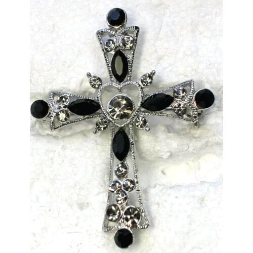 12pcs/lot Wholesale Fashion Brooch Rhinestone Cross Pin brooches in 6 colors C101254