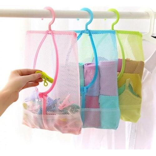 1x Kitchen Fruit Vegetable Storage Bags Washable Reusable Baby toy storage Mesh Bag Bath wall mounted Makeup Cosmetic Bag