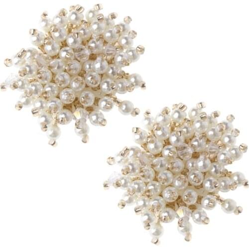 New New 2pcs Shoe Decorations Pearl Clothes DIY High Heels Wedding Charms Rivet Fashion Faux Pearl Shoe Decoration