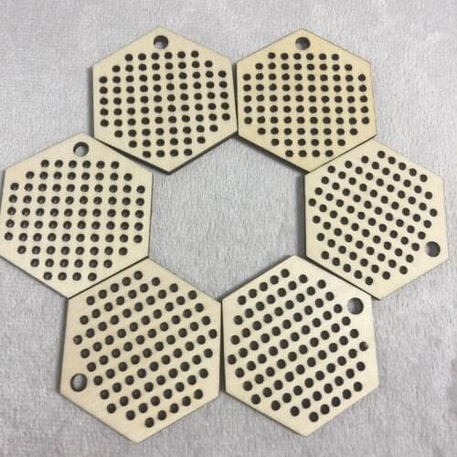 20 pcs small cross stitch hexagon shape blank personalized wood shape wooden cross stitch