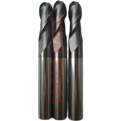 Free shipping - 3pcs 8mm 2 Flutes Ball nose Spiral Bit Milling Tools Carbide CNC Endmill Router bits hrc60 R4*16*D8*60