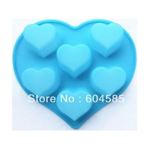 6 Cavity Heart Silicone Cake Mold Chocolate Craft Candy Baking mold