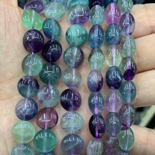 6x10mm Natural Fluorite Stone Beads 15'' Coin Olive DIY Spacer Loose Beads For Jewelry Making Beads Bracelet Necklace DIY Gift