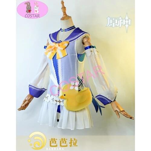 Anime! Genshin Impact Barbara Shining Concerto Swimsuit Lovely Uniform Cosplay Costume Halloween Party Outfit Swimwear Women NEW