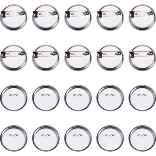 20Pcs/lot Platinum Plated Iron Disc Shaped Brooch Base Findings W/ Safety Pins for Women Jewelry Decoration DIY