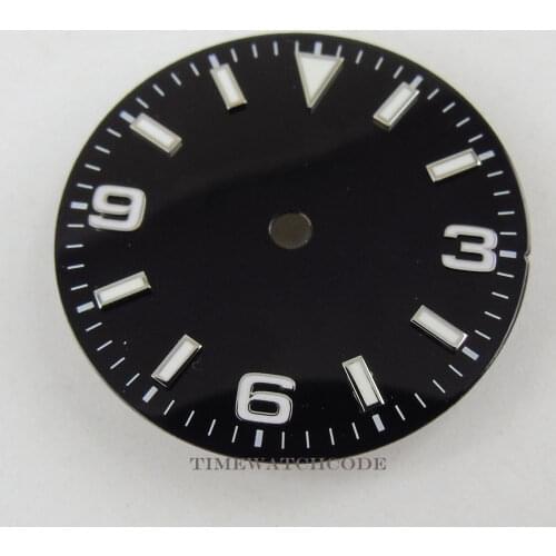 29mm black sterile watch dial parts fit for NH35A automatic movement luminous marks Arabic numerals