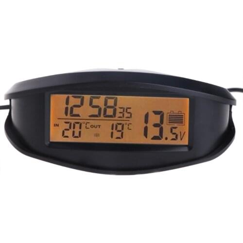 Digital Car In & Outdoor Thermometer Voltmeter Time Clock Alarm Backlight EC98 77UD