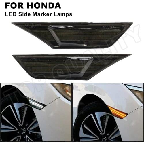 For Honda Civic 2016 2017 2018 2019 2020 Smoked Lens Amber White LED Side Marker Turn Signal Light Running Light Position Lamp