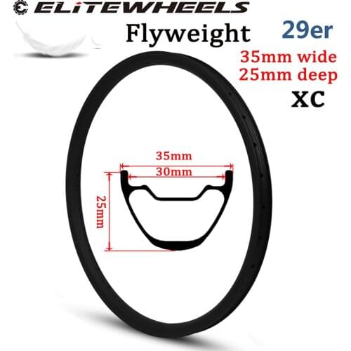 ELITEWHEELS Super Light 29er MTB Carbon Rim 35*25mm Tubeless Ready Hookless Style For XC/AM Cross Country Mountain Bike Wheelset