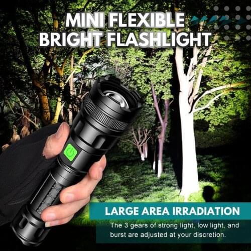 Flexible Strong Light Flashlight LED Long-Range Multi-function Retractable Outdoor USB Rechargeable Flashlight Dropshipping