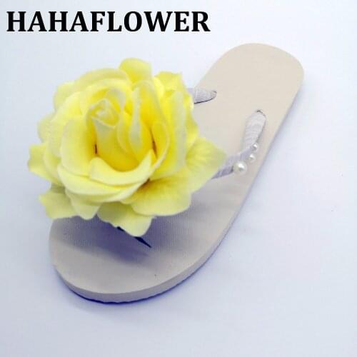 HAHAFLOWER Women Shoes Flip Flops Beach Slippers With Rose Flowers Flat Cool Sipper PLUS SIZE 35-45