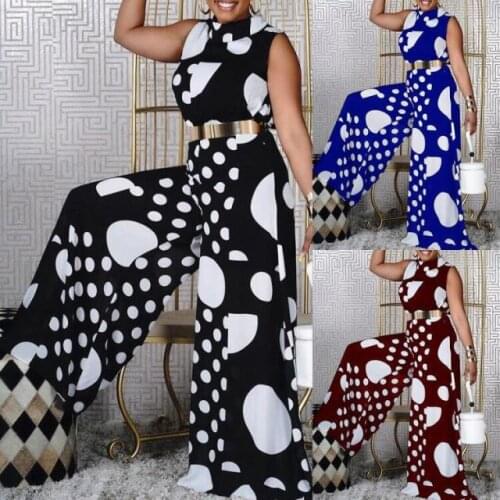 Summer Sleeveless Polka Dot Waist Jumpsuit Womens Clothes Fashion Female Loose Wear