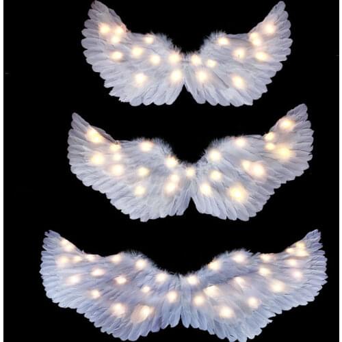 Adult Kids LED Glow Blinking Angel Feather Wing Costume Birthday Party Gift Props Show Home Wedding Party Wall Decor Props