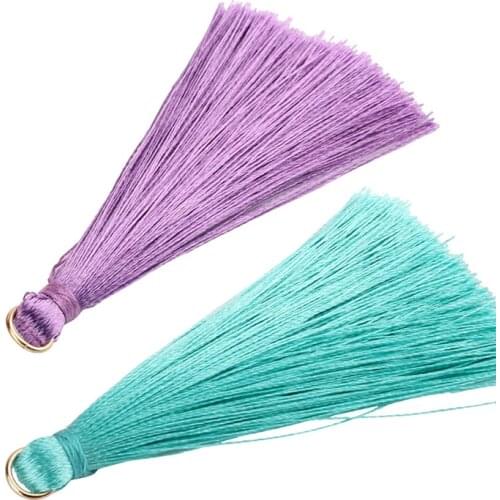50 Pieces 7CM Metal Ring Polyester Cotton Fabric Tassel DIY Pendant Jewelry Making Fringe Trim Craft Tassel Sewing Accessorie
