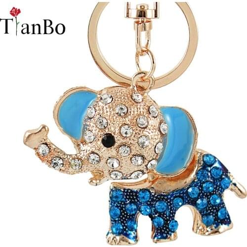 Fashion KeyRing Buckle Keychain Charm Rhinestone Crystal Elephant Keychain Animal Pattern Purse Bag Car Clasp Pendants Shellhard