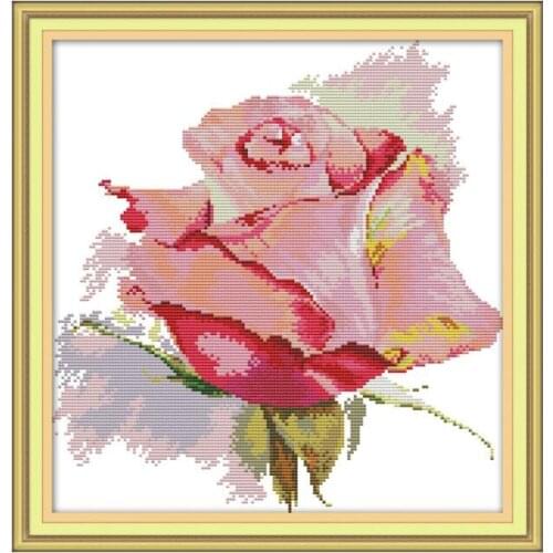 Rose Counted Cross Stitch Flowers Patterns DIY Needlework Counted Printed Canvas Cross Stitch Sets for Embroidery Kit Home Decor