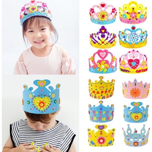 Handmade Crown Kit DIY Birthday Tiaras Hat Material Set Crafts Toys for Kids Children Boy Girl Toddlers Random Style