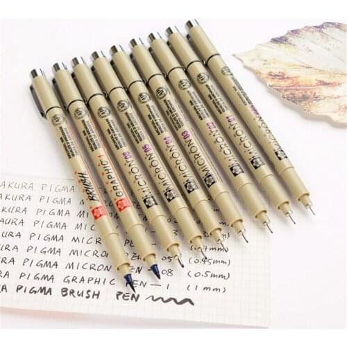 1PC Sakura Pigma Micron Pen Neelde Soft Brush Waterproof Drawing Pen Comic Line Marker Brush Art Markers Stationery