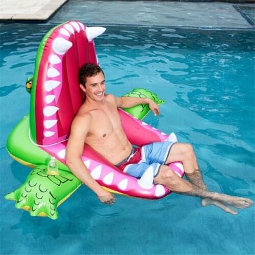 Inflatable Crocodile Shark Floating Row Inflable Air Mattress for Water Bed Toys Lounge Chair Swimming Pool Float Board Mount