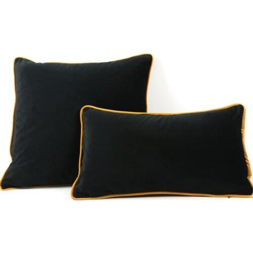 Brown Yellow Edge Velvet Black Cushion Cover Pillow Case Chair/Sofa Pillow Cover No Balling-up Home Decor Without Stuffing