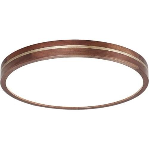 New Chinese LED ceiling lamp solid wood walnut color antique living room headlights Nordic lamp ceiling lamp simple bedroom lamp