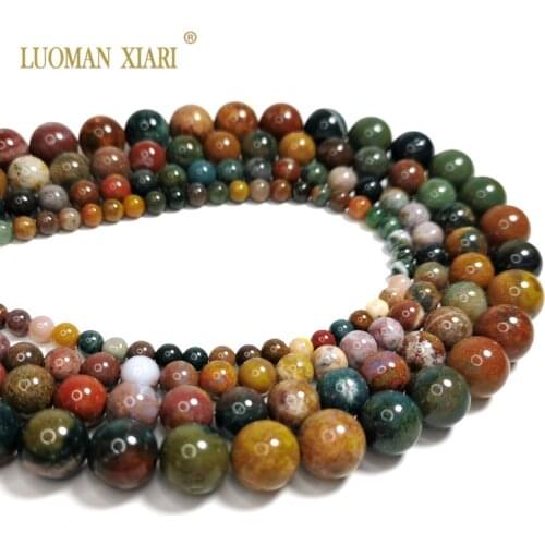 Wholesale AAA 100% Natural Ocean Jaspers Round Natural Stone Beads For jewelry Making DIY Bracelet Necklace 4/6/8/10/12 MM