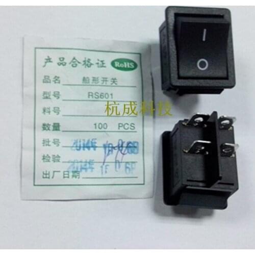 Original new 100% RS606-2010011CBB rocker switch black button 4pin without light 16A250V