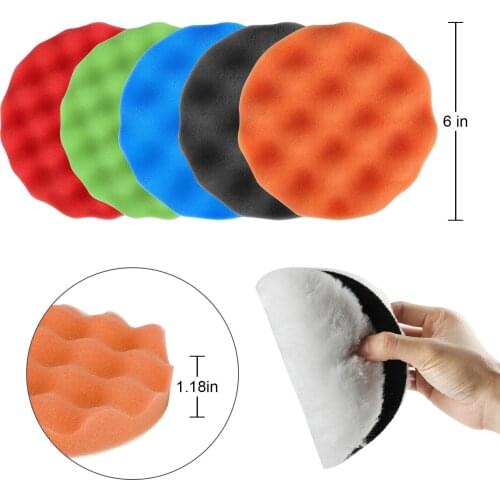 Foam Polishing Pad Ultra Fine Medium 6Inch Car Buffing Coarse Pads Polishing For Drill Sponge Kit Set Waxing Foam Polisher