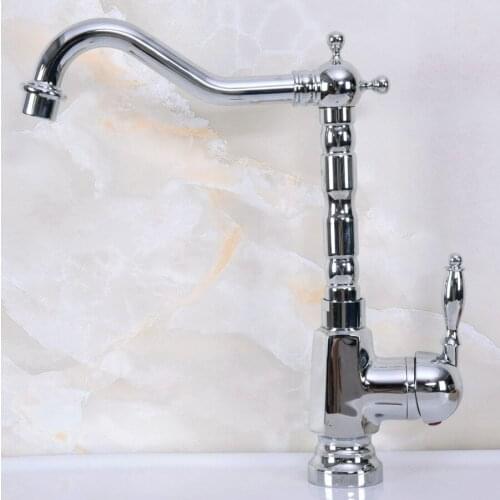 Polished Chrome Brass Swivel Spout One Hole/Handle Kitchen/Bar Bathroom Sink Faucet Hot&Cold Mixer Tap anf927