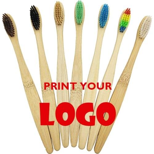 Custom LOGO 100PCS Bamboo Toothbrush Soft Bristles Natural Eco Fridenly BPA Free Bamboo Fibre Toothbrushes for Aldult Oral Care