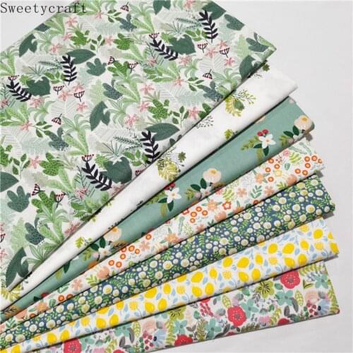 Green White Leaf Print Twill Fabric Cotton By Half Meter For Sewing Children Dress Bedding Patchwork Cloth hometextile 160x50cm