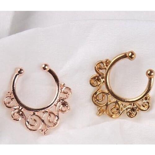 SaYao 1.2mm Fake Nose Ring Clip on Boby Nose Fake Piercing Rings Stud Punk Goth False Hoop Earrings Septum Limited Edition Nose