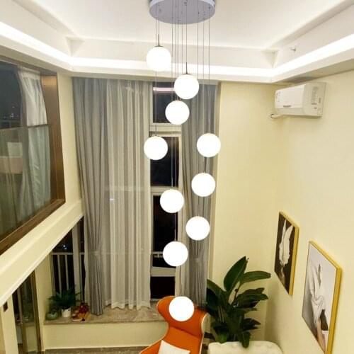 Modern Pendant Lamps LED Hanging Light Fixture for Living Room Antique Round Shanped Glass Chandeliers